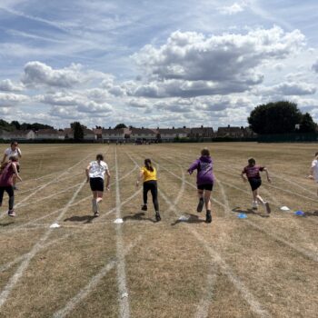 Students taking part in relay races