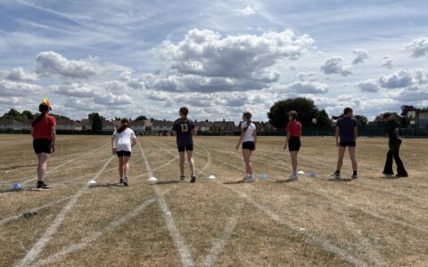 Students taking part in relay races
