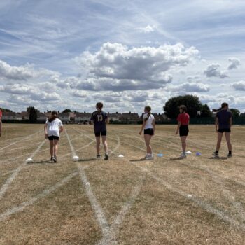 Students taking part in relay races