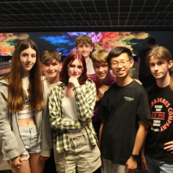 Students bowling on the French trip