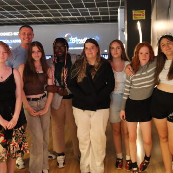 Students bowling on the French trip