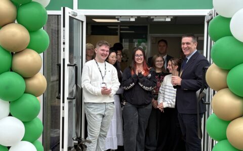 Cutting of the ribbon for new sixth form centre