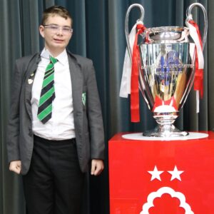 Student with European cup