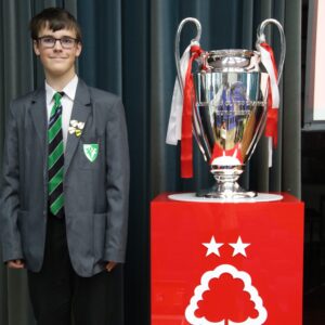 Student with the European cup