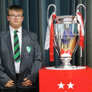 Student with the European cup